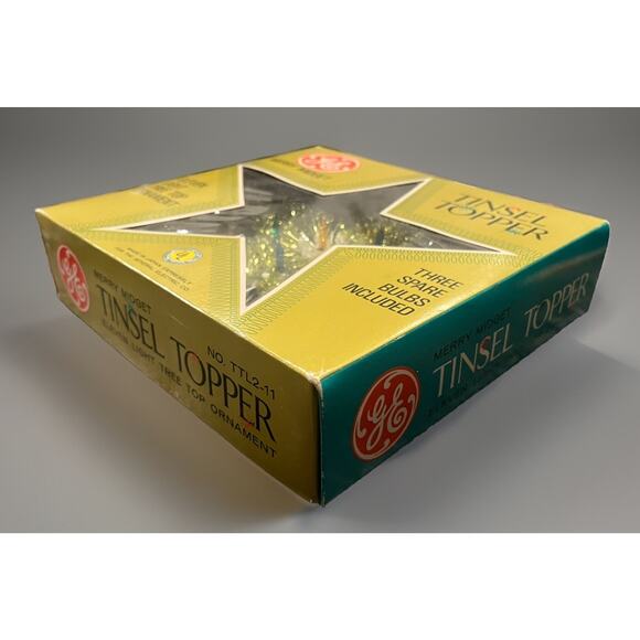 NEW! VTG GE Tinsel Topper Merry Midget Christmas Star Tree Gold Lights Decor - Picture 5 of 8